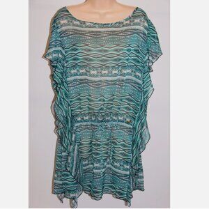 NWT Jessica Simpson Swimsuit Bikini Cover Up Tunic Dress Navy Multi